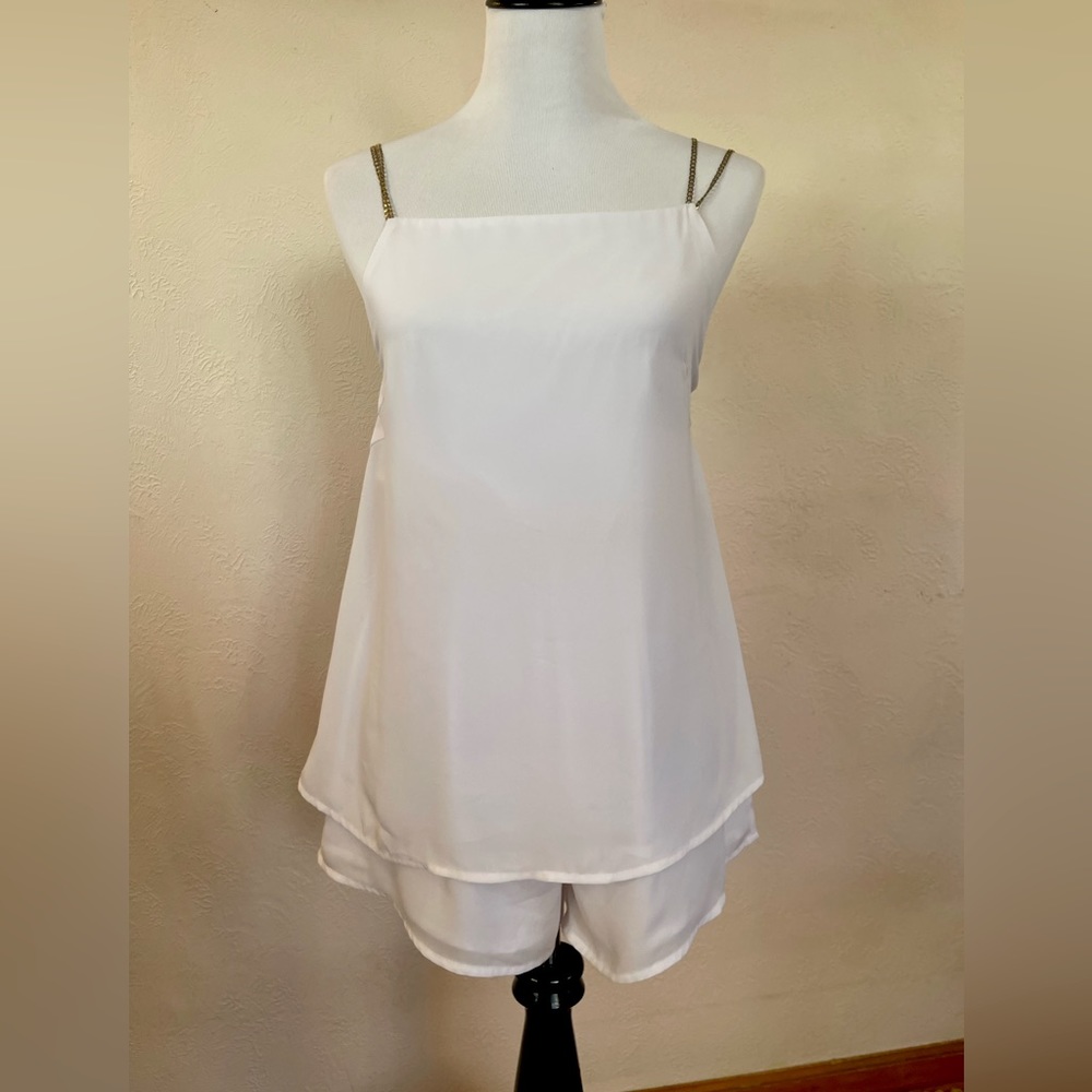 White gold chain strap romper size small